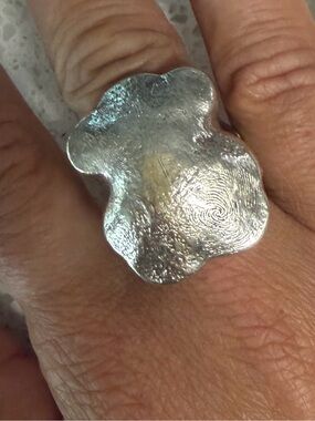 Tous Silver Textured Bear Ring - Large Design